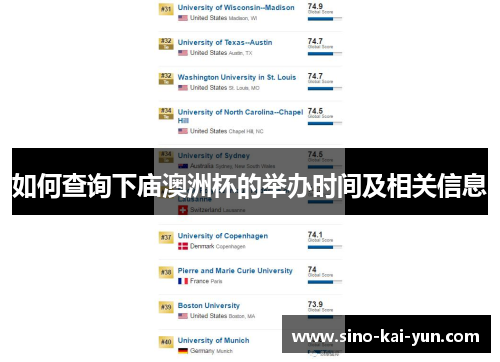 如何查询下庙澳洲杯的举办时间及相关信息